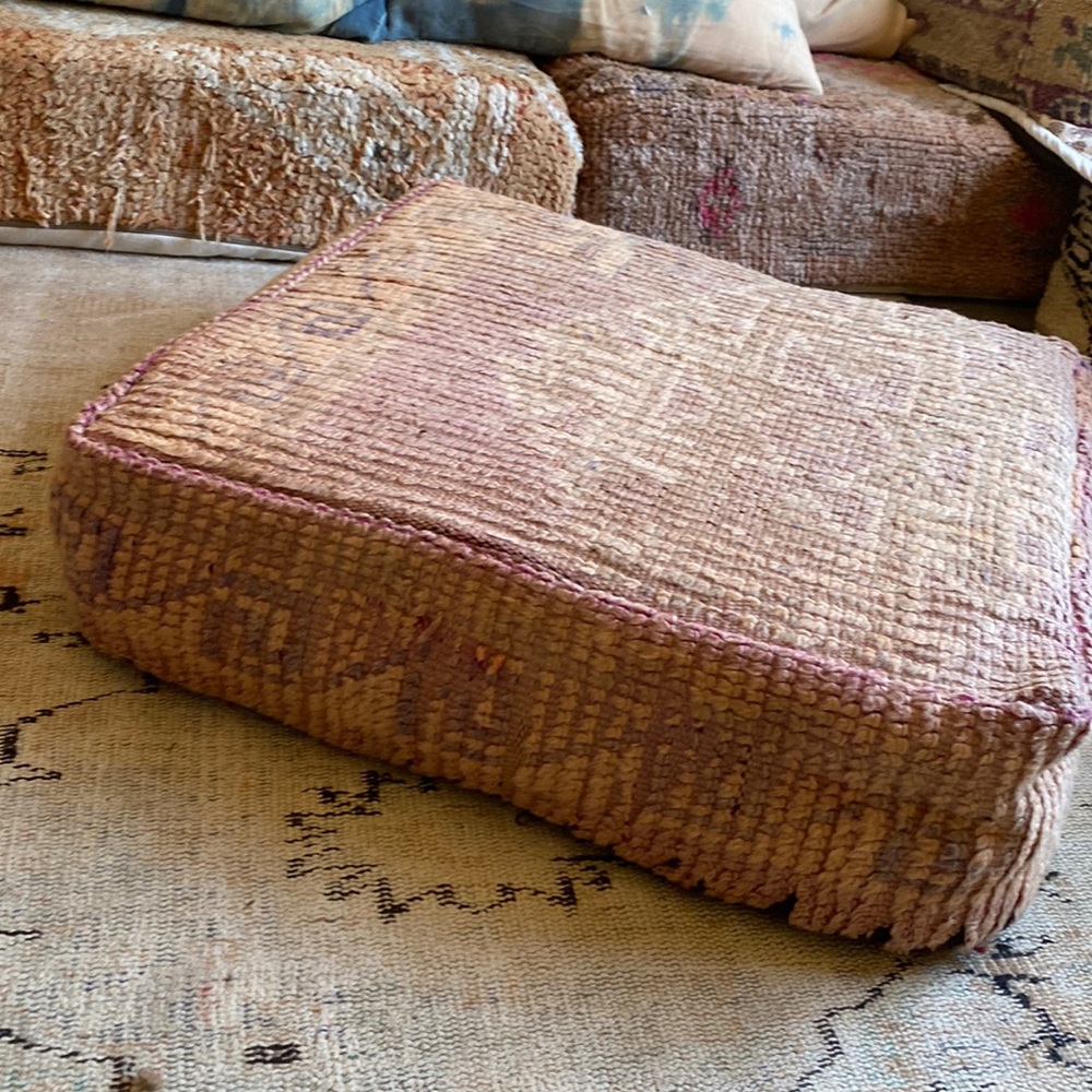 Vintage Moroccan floor cushion baby pink UNSTUFFED